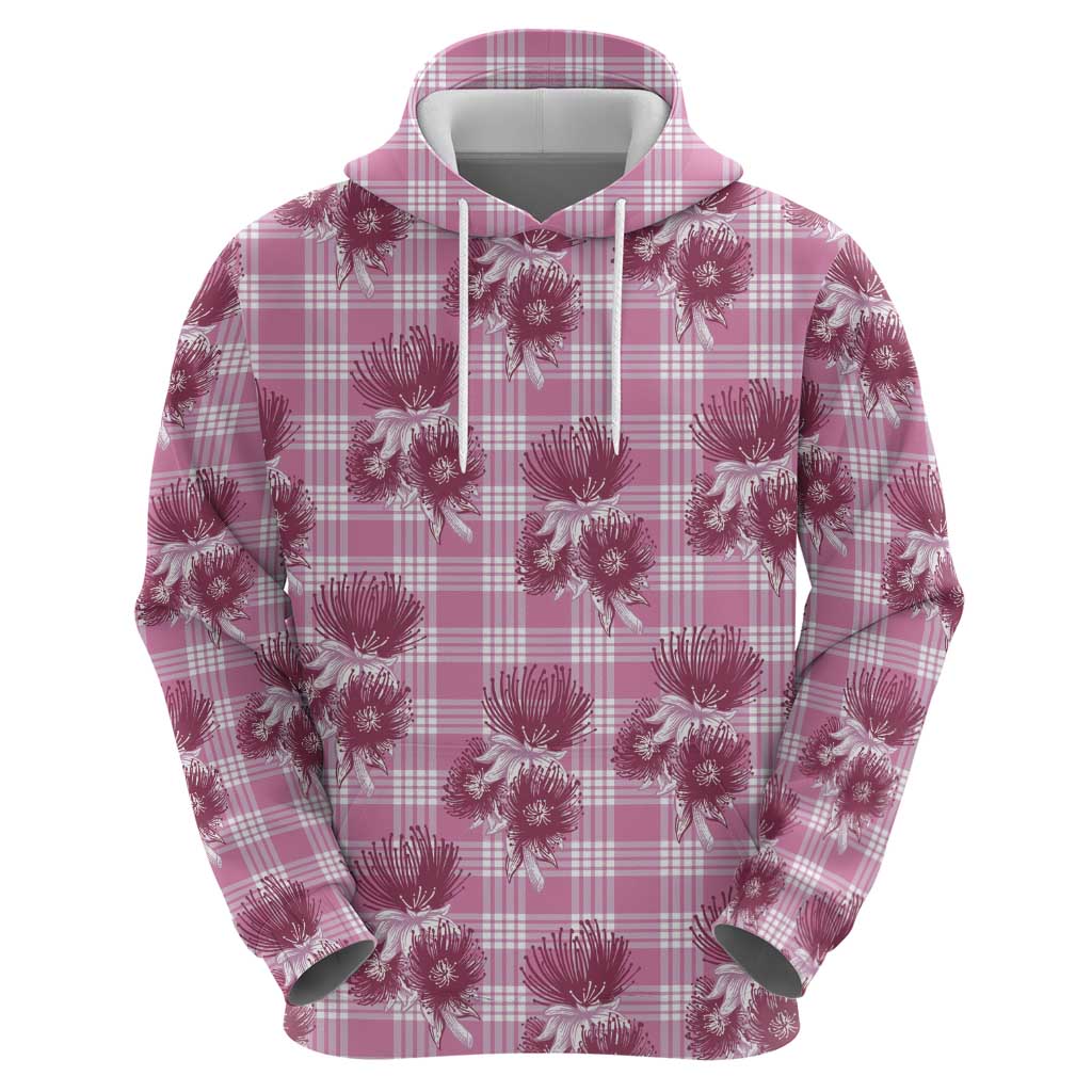 Pink Palaka Hawaii Hoodie Hawaiian Lehua Blossoms