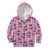 Pink Palaka Hawaii Kid Hoodie Hawaiian Lehua Blossoms