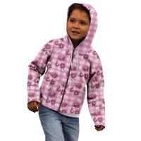 Pink Palaka Hawaii Kid Hoodie Hawaiian Lehua Blossoms