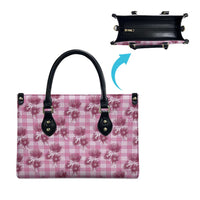 Pink Palaka Hawaii Leather Bag Hawaiian Lehua Blossoms