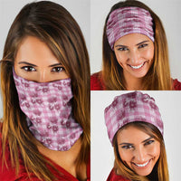 Pink Palaka Hawaii Neck Gaiter Hawaiian Lehua Blossoms