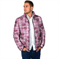 Pink Palaka Hawaii Padded Jacket Hawaiian Lehua Blossoms