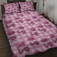 Pink Palaka Hawaii Quilt Bed Set Hawaiian Lehua Blossoms