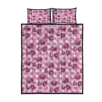 Pink Palaka Hawaii Quilt Bed Set Hawaiian Lehua Blossoms