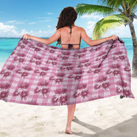 Pink Palaka Hawaii Sarong Hawaiian Lehua Blossoms