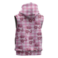 Pink Palaka Hawaii Sleeveless Hoodie Hawaiian Lehua Blossoms
