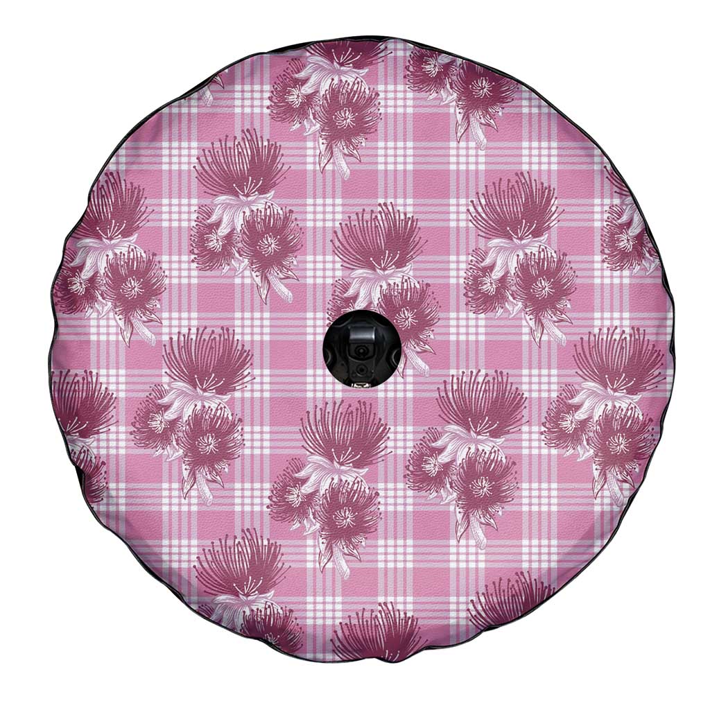 Pink Palaka Hawaii Spare Tire Cover Hawaiian Lehua Blossoms