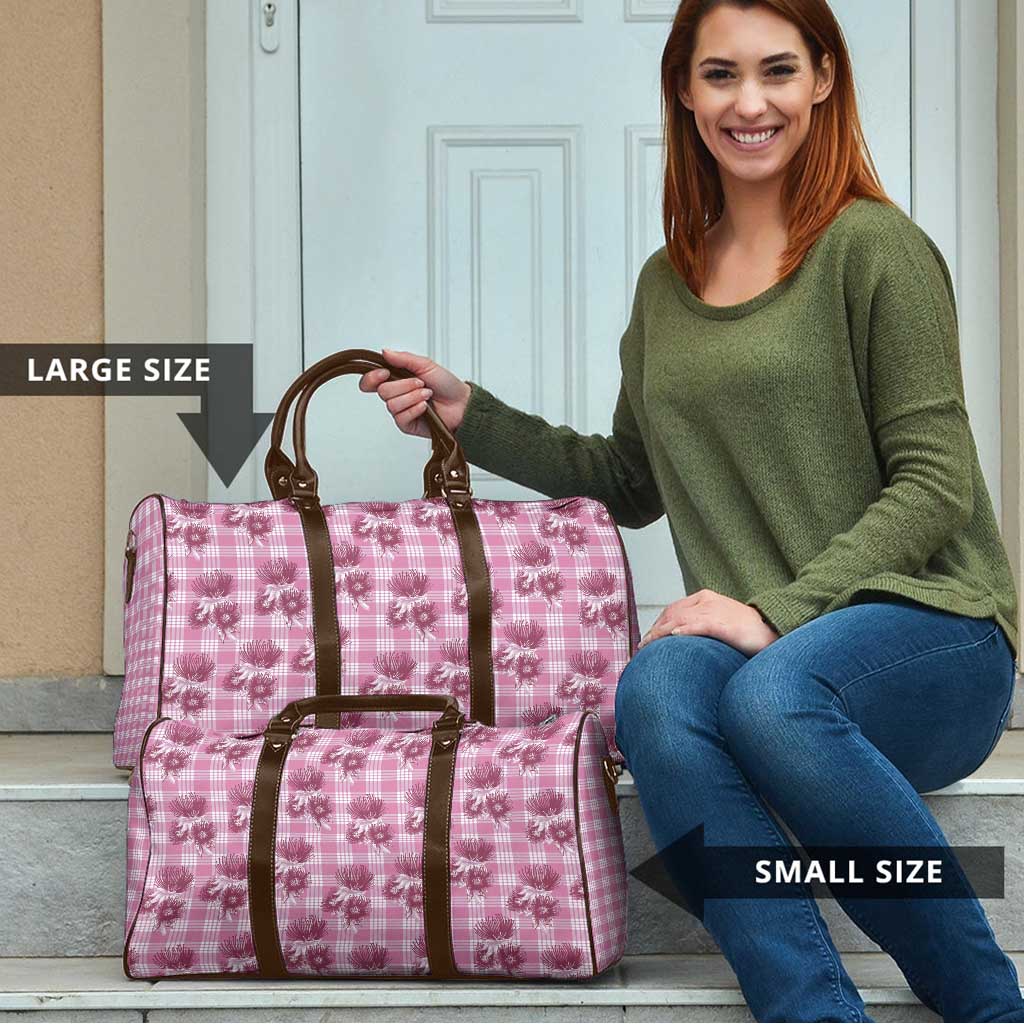 Pink Palaka Hawaii Travel Bag Hawaiian Lehua Blossoms