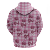 Pink Palaka Hawaii Zip Hoodie Hawaiian Lehua Blossoms
