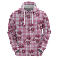 Pink Palaka Hawaii Zip Hoodie Hawaiian Lehua Blossoms