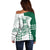 Custom Hawaii Football Off Shoulder Sweater Rainbow Warriors Kakau Pattern LT05 - Polynesian Pride