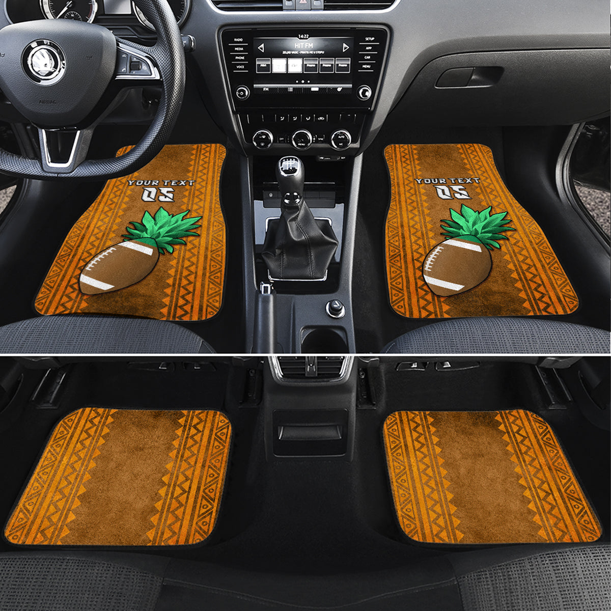 Custom Hawaii Honolulu Football Bowl Car Mats Simple Style LT05 Set 4pcs Brown - Polynesian Pride