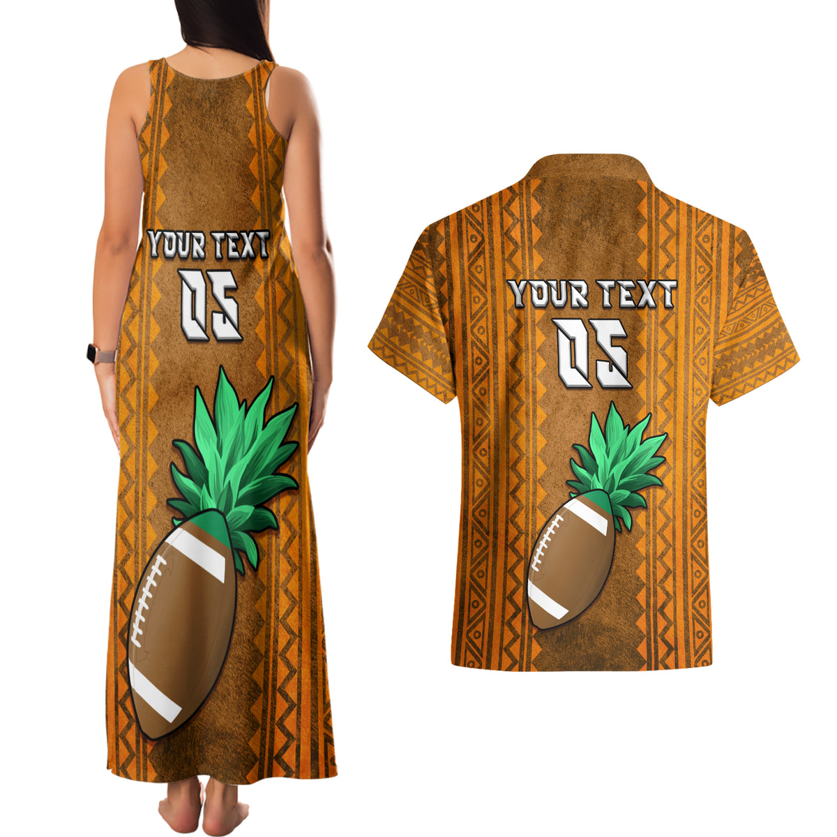 Custom Hawaii Honolulu Football Bowl Couples Matching Tank Maxi Dress and Hawaiian Shirt Simple Style LT05 - Polynesian Pride