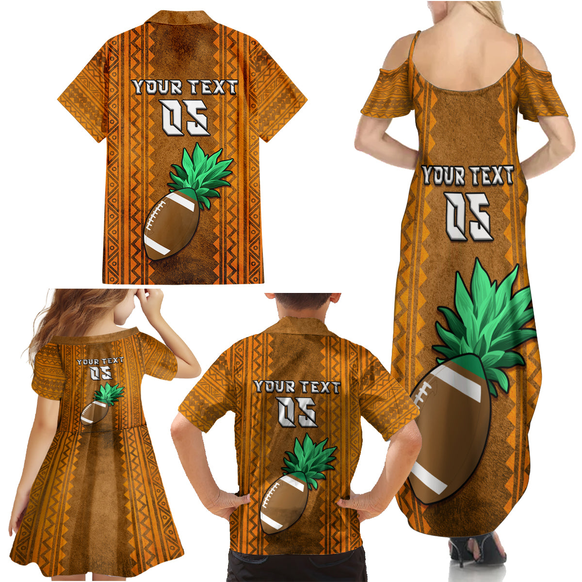 Custom Hawaii Honolulu Football Bowl Family Matching Summer Maxi Dress and Hawaiian Shirt Simple Style LT05 - Polynesian Pride