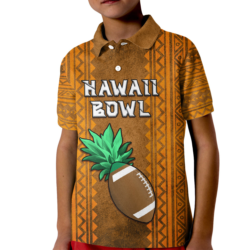 Custom Hawaii Honolulu Football Bowl Kid Polo Shirt Simple Style LT05 Kid Brown - Polynesian Pride