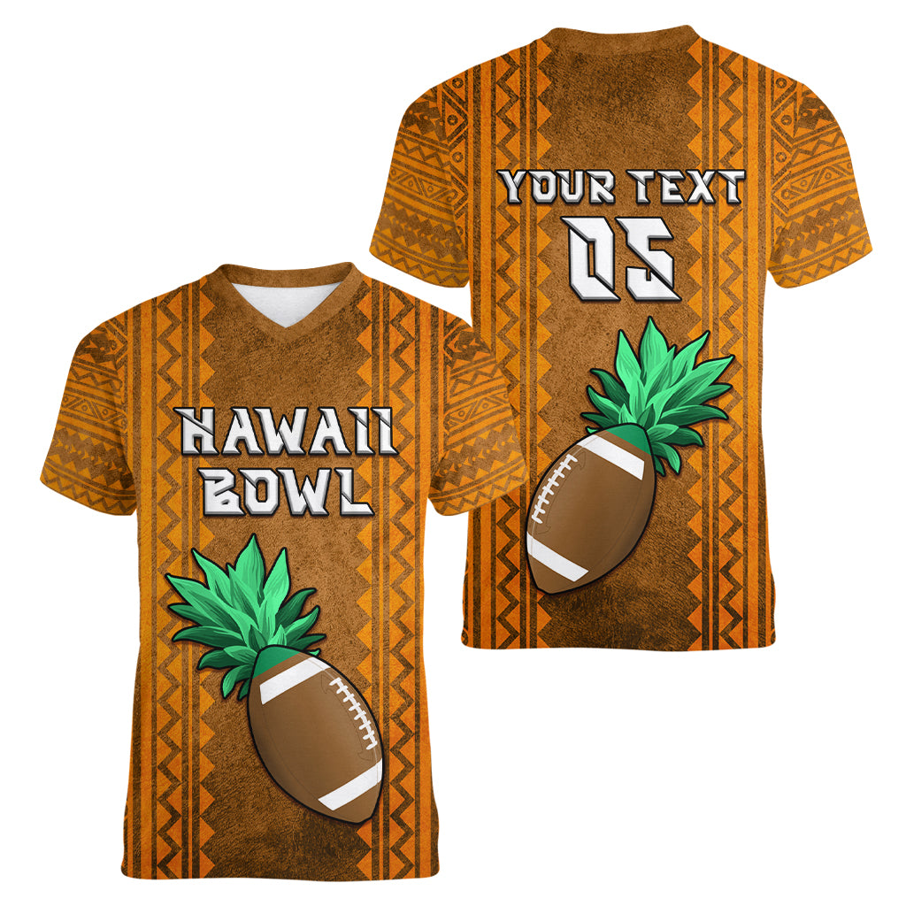 Custom Hawaii Honolulu Football Bowl Women V Neck T Shirt Simple Style LT05 - Polynesian Pride