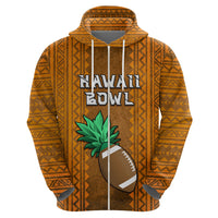 Custom Hawaii Honolulu Football Bowl Zip Hoodie Simple Style LT05 - Polynesian Pride