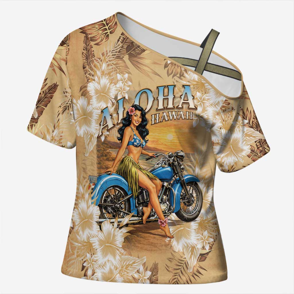 Aloha Hawaii Biker Cross Shoulder Shirt Ride To Paradise