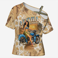 Aloha Hawaii Biker Cross Shoulder Shirt Ride To Paradise