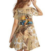 Aloha Hawaii Biker Family Matching Long Sleeve Bodycon Dress and Hawaiian Shirt Ride To Paradise LT05 - Polynesian Pride