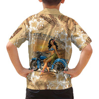 Aloha Hawaii Biker Family Matching Off Shoulder Maxi Dress and Hawaiian Shirt Ride To Paradise LT05 - Polynesian Pride