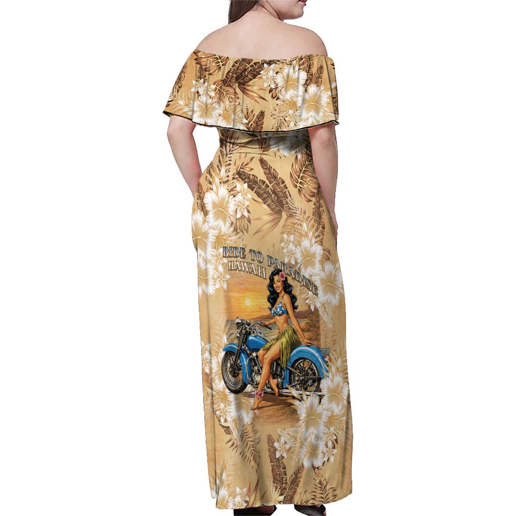 Aloha Hawaii Biker Family Matching Off Shoulder Maxi Dress and Hawaiian Shirt Ride To Paradise LT05 - Polynesian Pride