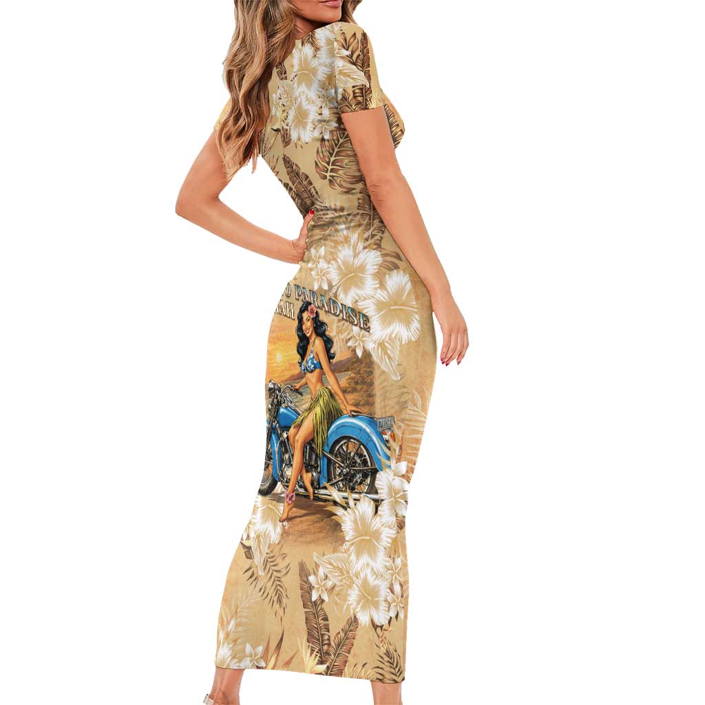 Aloha Hawaii Biker Family Matching Short Sleeve Bodycon Dress and Hawaiian Shirt Ride To Paradise LT05 - Polynesian Pride