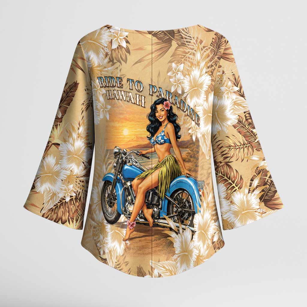 Aloha Hawaii Biker Kimono Sleeve Blouse Ride To Paradise
