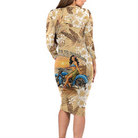 Aloha Hawaii Biker Long Sleeve Bodycon Dress Ride To Paradise
