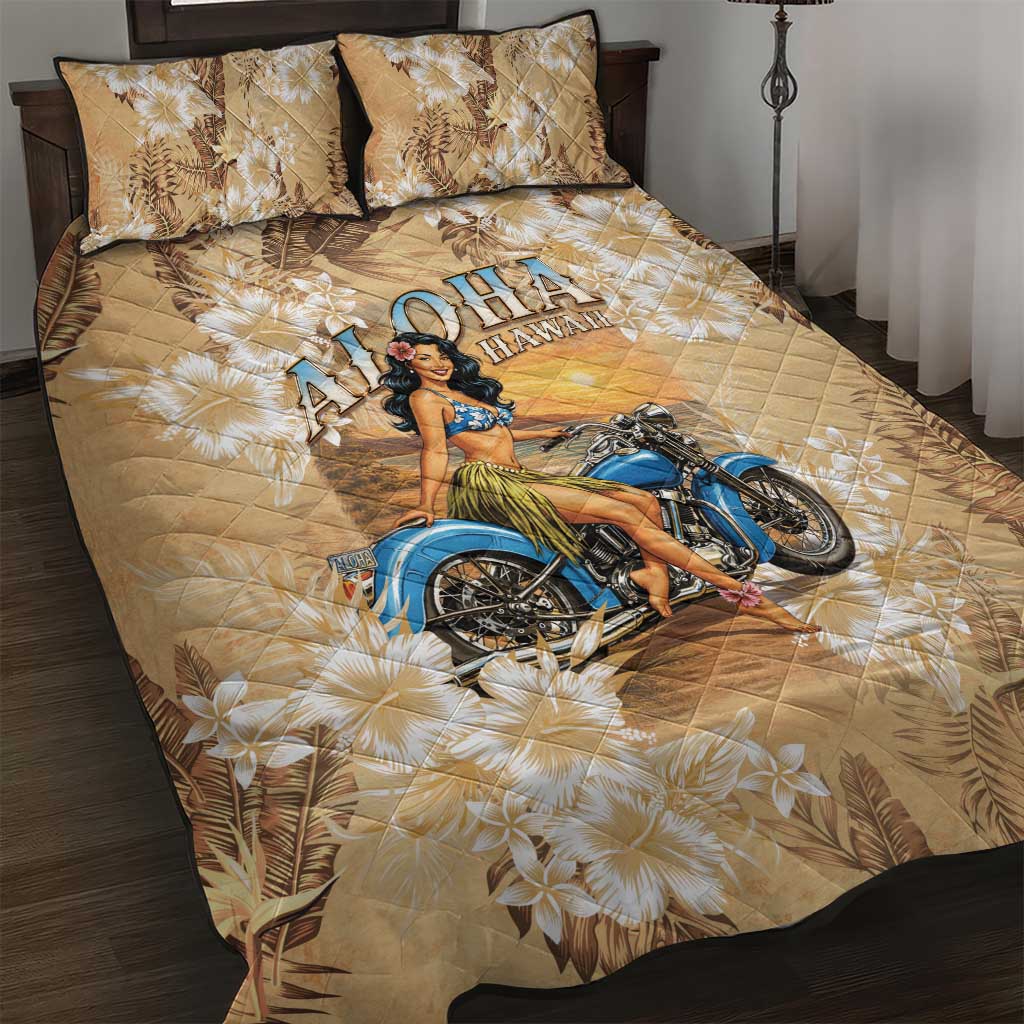 Aloha Hawaii Biker Quilt Bed Set Ride To Paradise