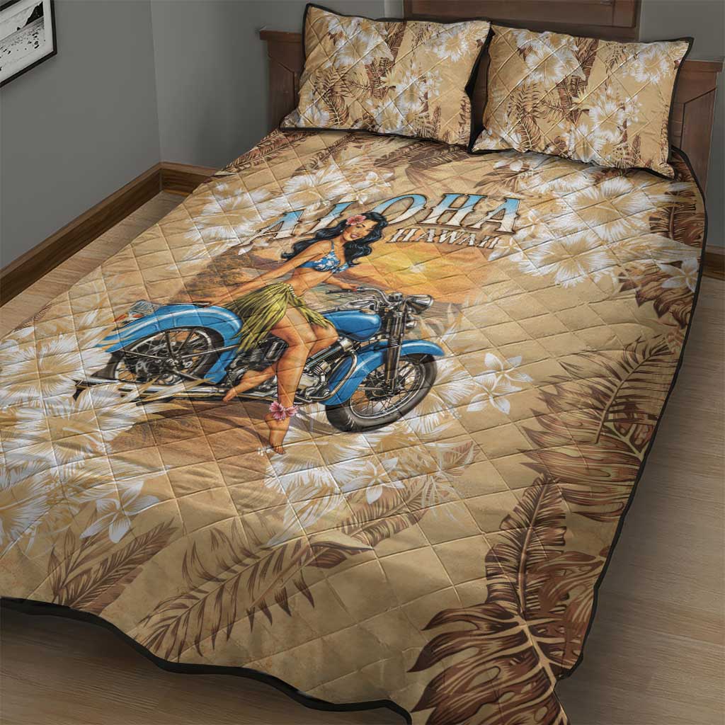 Aloha Hawaii Biker Quilt Bed Set Ride To Paradise