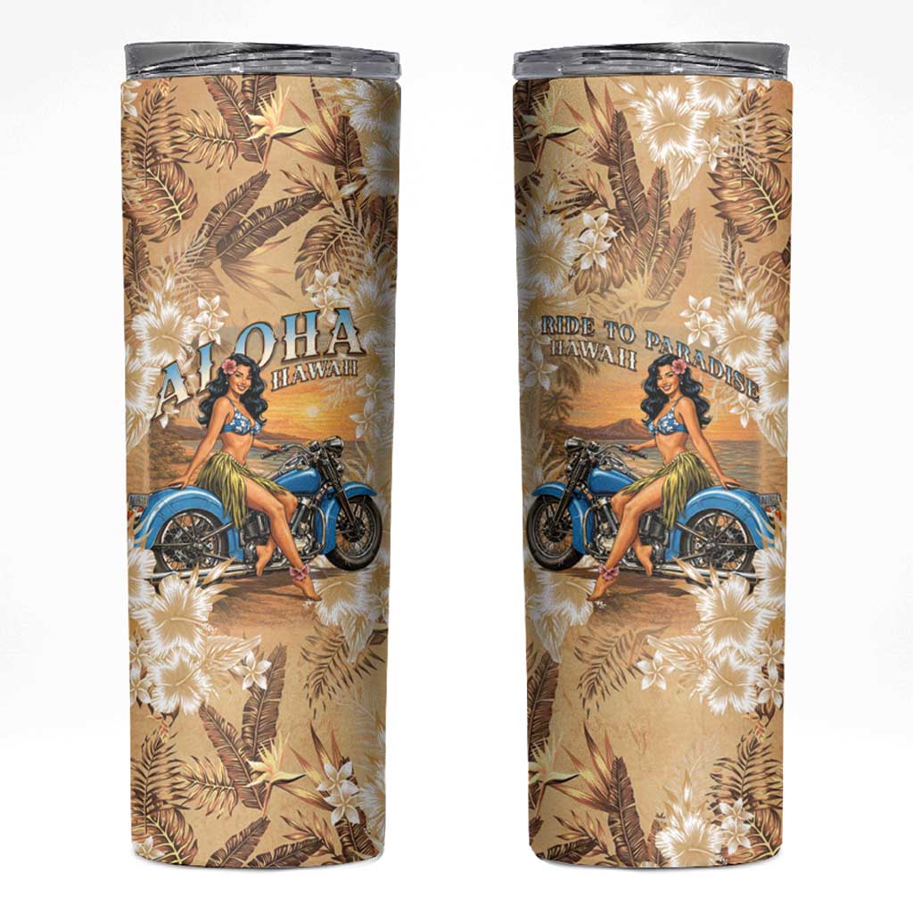 Aloha Hawaii Biker Skinny Tumbler Ride To Paradise
