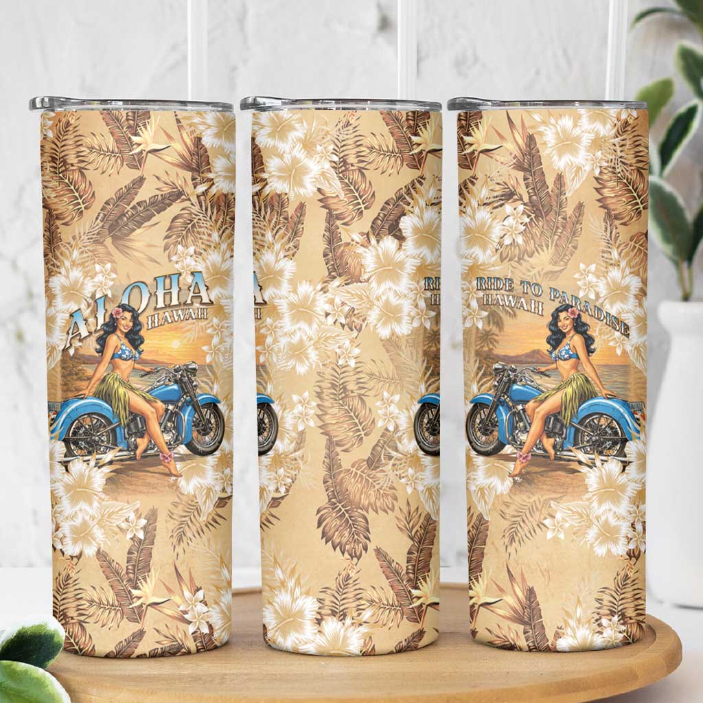Aloha Hawaii Biker Skinny Tumbler Ride To Paradise