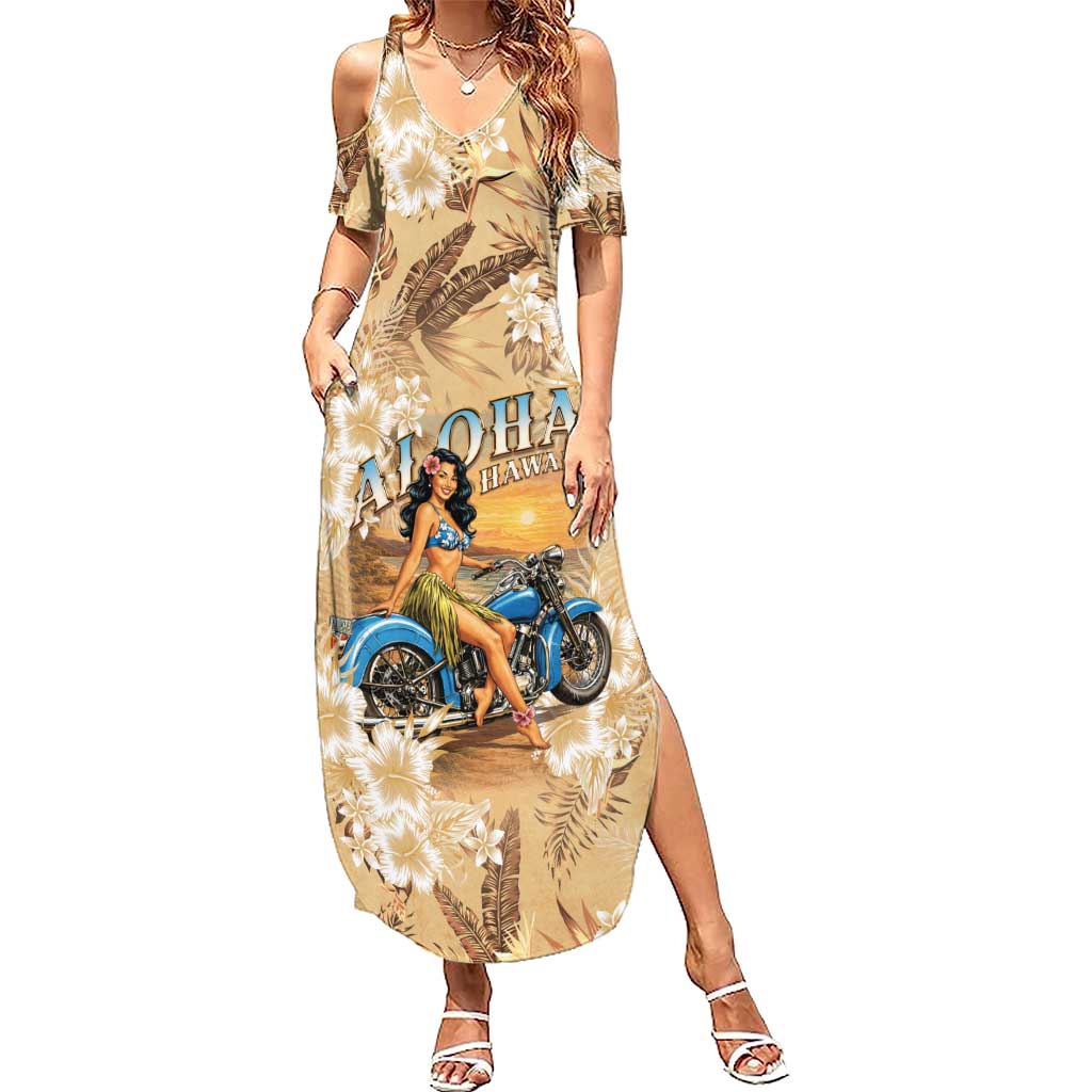 Aloha Hawaii Biker Summer Maxi Dress Ride To Paradise