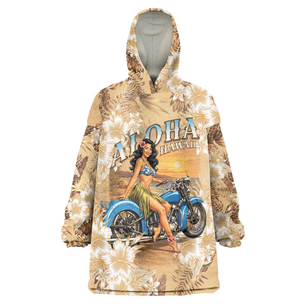 Aloha Hawaii Biker Wearable Blanket Hoodie Ride To Paradise
