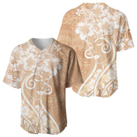 Polynesian Women's Day Baseball Jersey Brown Hibiscus Flowers With Polynesian Pattern