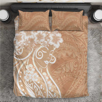 Polynesian Women's Day Bedding Set Brown Hibiscus Flowers With Polynesian Pattern