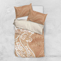 Polynesian Women's Day Bedding Set Brown Hibiscus Flowers With Polynesian Pattern