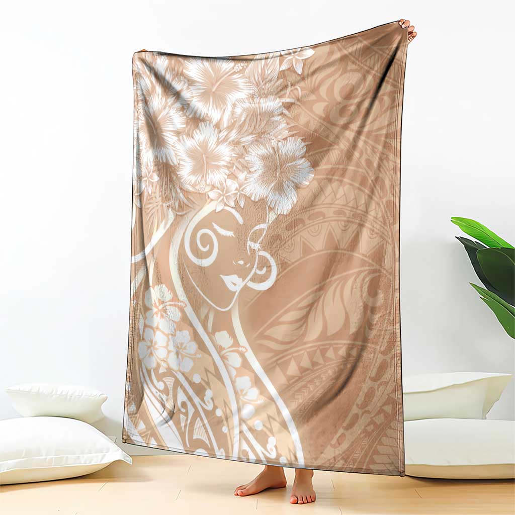 Polynesian Women's Day Blanket Brown Hibiscus Flowers With Polynesian Pattern