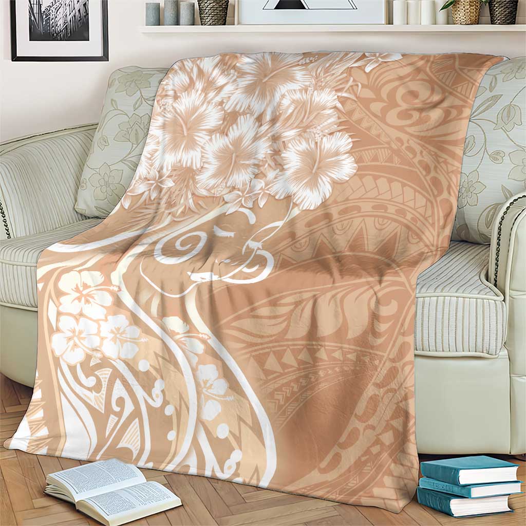 Polynesian Women's Day Blanket Brown Hibiscus Flowers With Polynesian Pattern