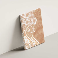 Polynesian Women's Day Canvas Wall Art Brown Hibiscus Flowers With Polynesian Pattern