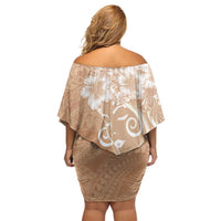 Polynesian Women's Day Family Matching Off Shoulder Short Dress and Hawaiian Shirt Brown Hibiscus Flowers With Polynesian Pattern LT05 - Polynesian Pride