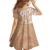 Polynesian Women's Day Family Matching Summer Maxi Dress and Hawaiian Shirt Brown Hibiscus Flowers With Polynesian Pattern