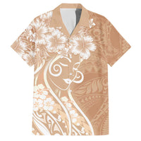 Polynesian Women's Day Family Matching Summer Maxi Dress and Hawaiian Shirt Brown Hibiscus Flowers With Polynesian Pattern