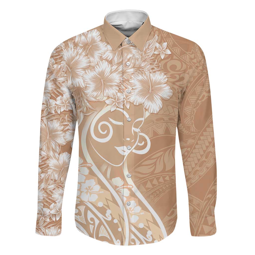 Polynesian Women's Day Family Matching Summer Maxi Dress and Hawaiian Shirt Brown Hibiscus Flowers With Polynesian Pattern