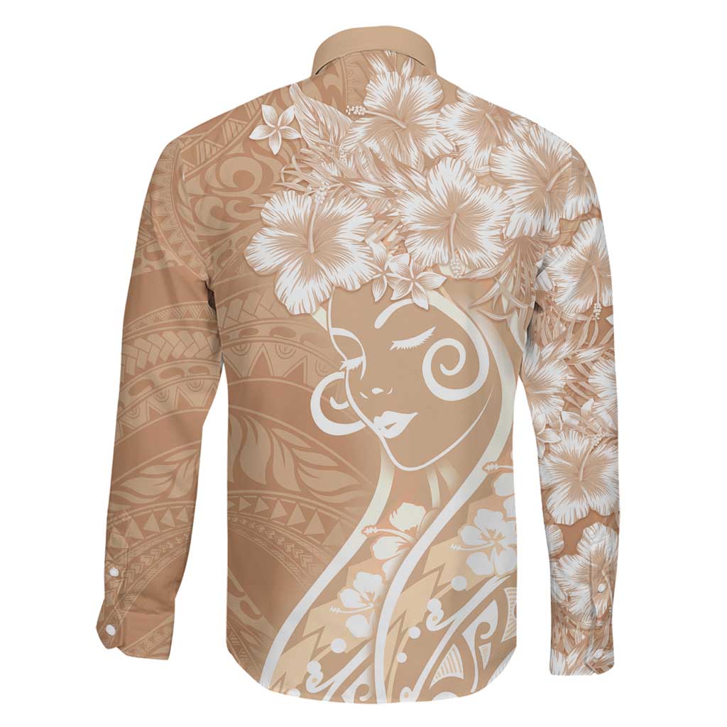 Polynesian Women's Day Family Matching Summer Maxi Dress and Hawaiian Shirt Brown Hibiscus Flowers With Polynesian Pattern