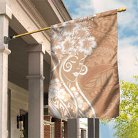 Polynesian Women's Day Garden Flag Brown Hibiscus Flowers With Polynesian Pattern