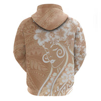 Polynesian Women's Day Hoodie Brown Hibiscus Flowers With Polynesian Pattern
