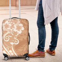 Polynesian Women's Day Luggage Cover Brown Hibiscus Flowers With Polynesian Pattern