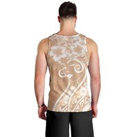 Polynesian Women's Day Men Tank Top Brown Hibiscus Flowers With Polynesian Pattern